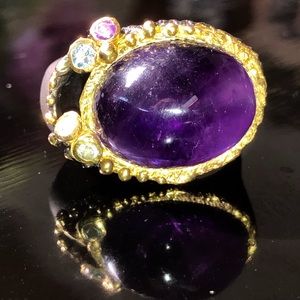 Unique Art! Genuine Amethyst Ring